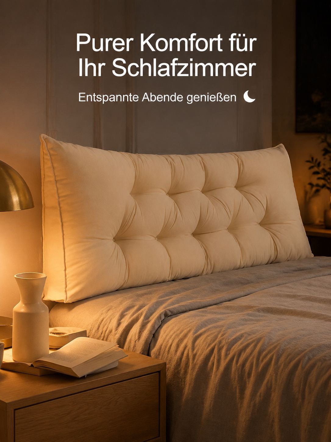 Schlichtes dreieckiges Kopfteil-Kissen auf einem modernen Bett