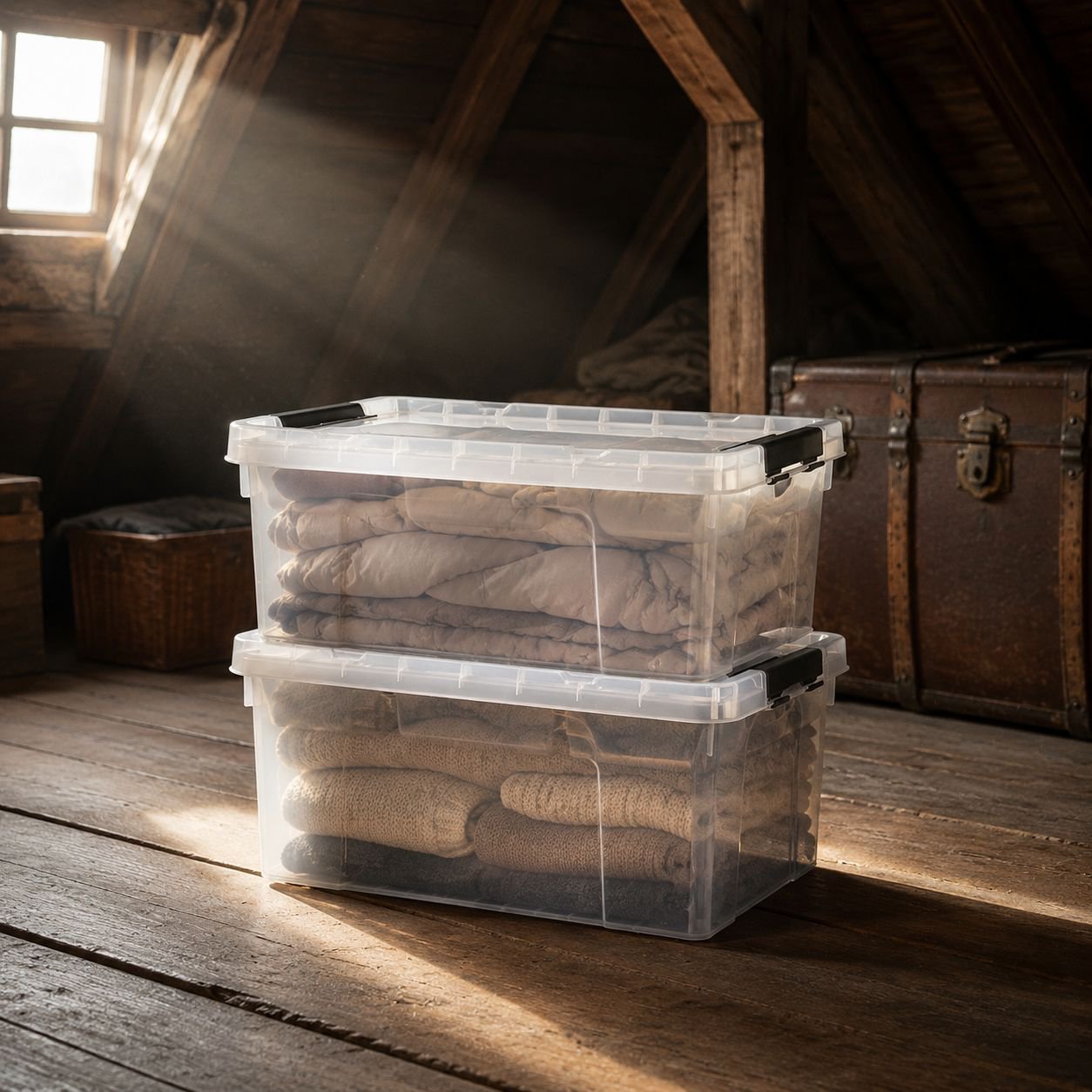 Heavy-duty plastic storage container with lid
