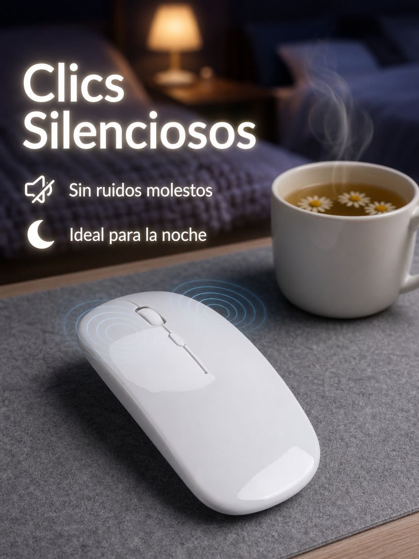 Ratón gamer silencioso para chicas, inalámbrico, blanco brillante