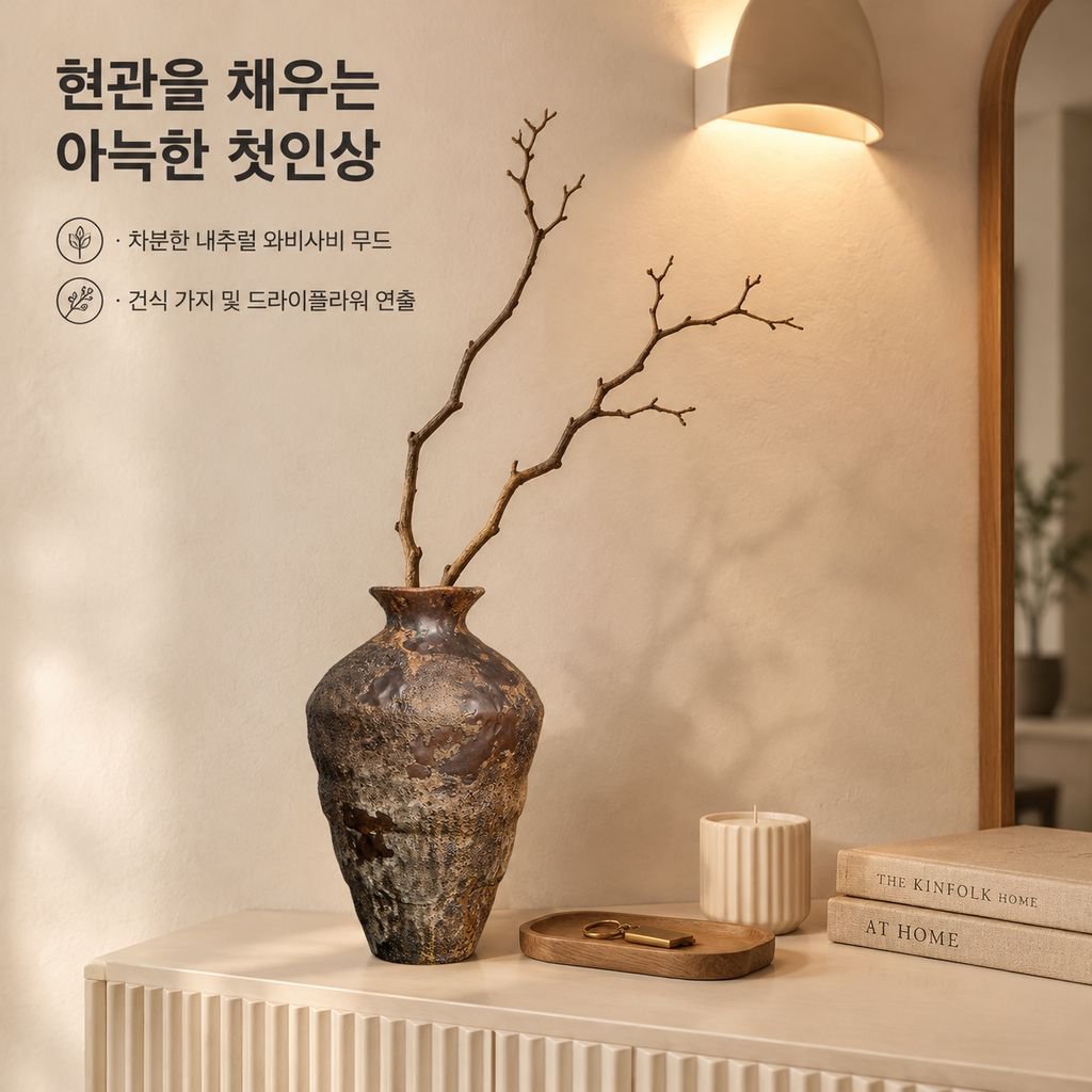 경덕진 빈티지 도자기 화병 와비사비 젠 스타일 드라이플라워 토기 인테리어 오브제