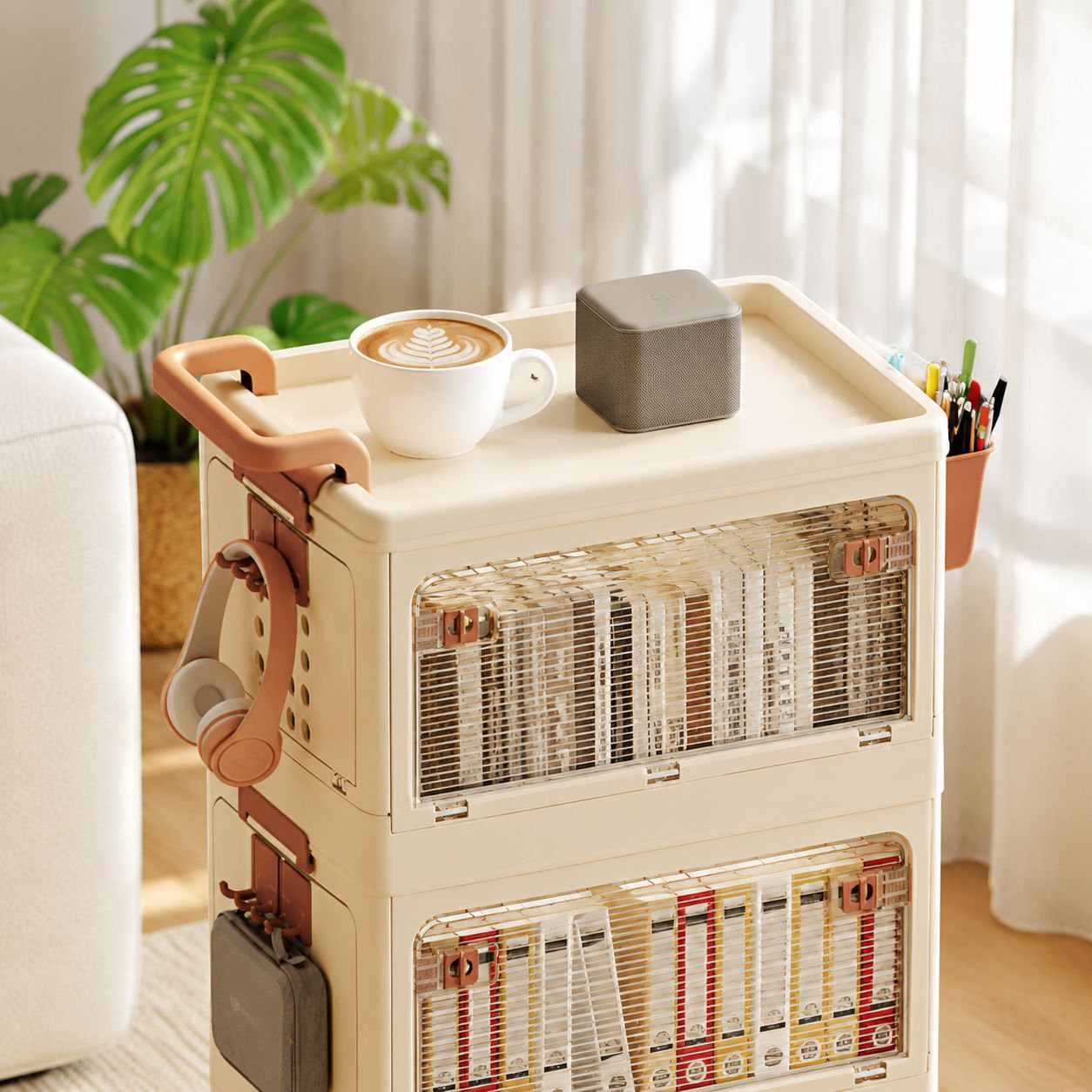 No Installation Foldable Household Storage Cabinet Children's Snack Trolley Organizer