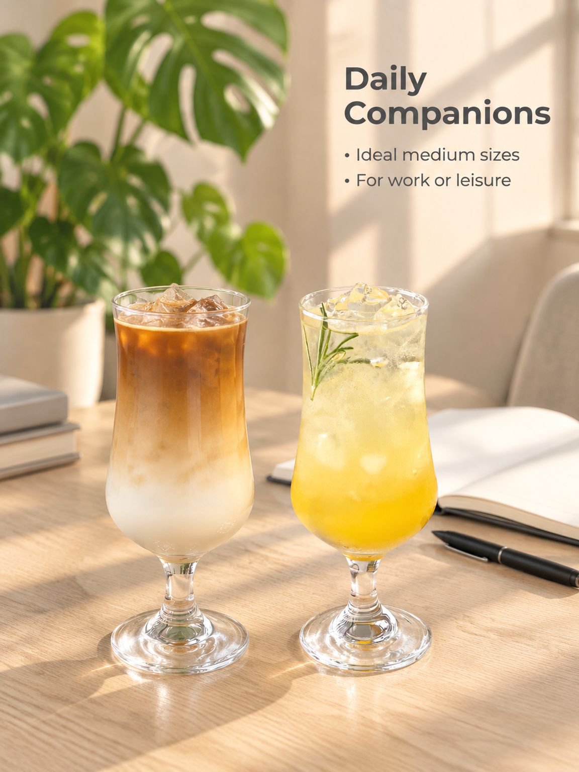 Glass beverage goblet for juice and fruit drinks