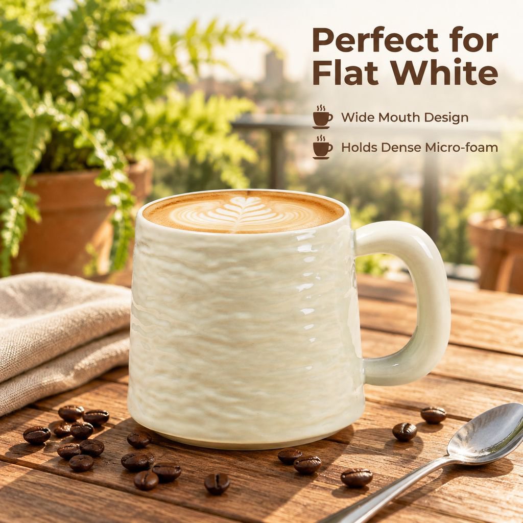 Large Ceramic Coffee Mug with Lid and Spoon