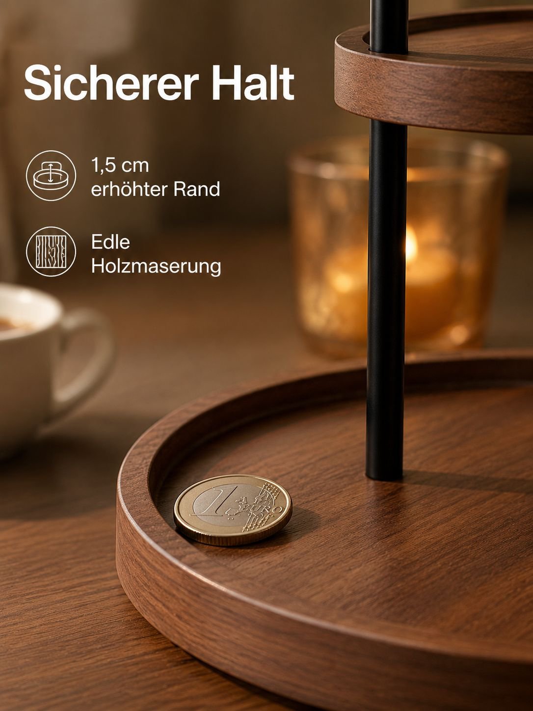 Zweistufiges Aufbewahrungsregal bzw. -ablage aus Holz für den Schreibtisch