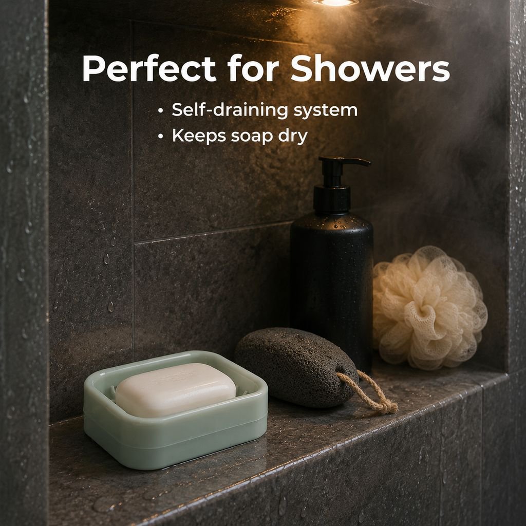 Compact laundry soap box with efficient moisture draining feature