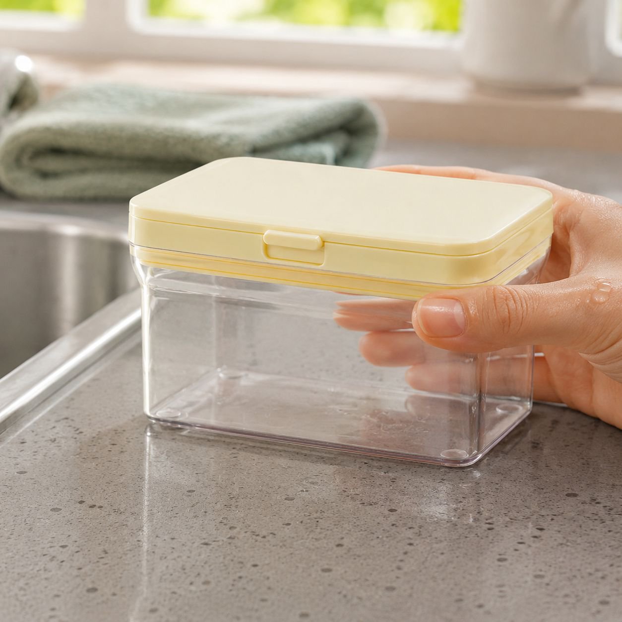 Airtight storage container for cream cheese