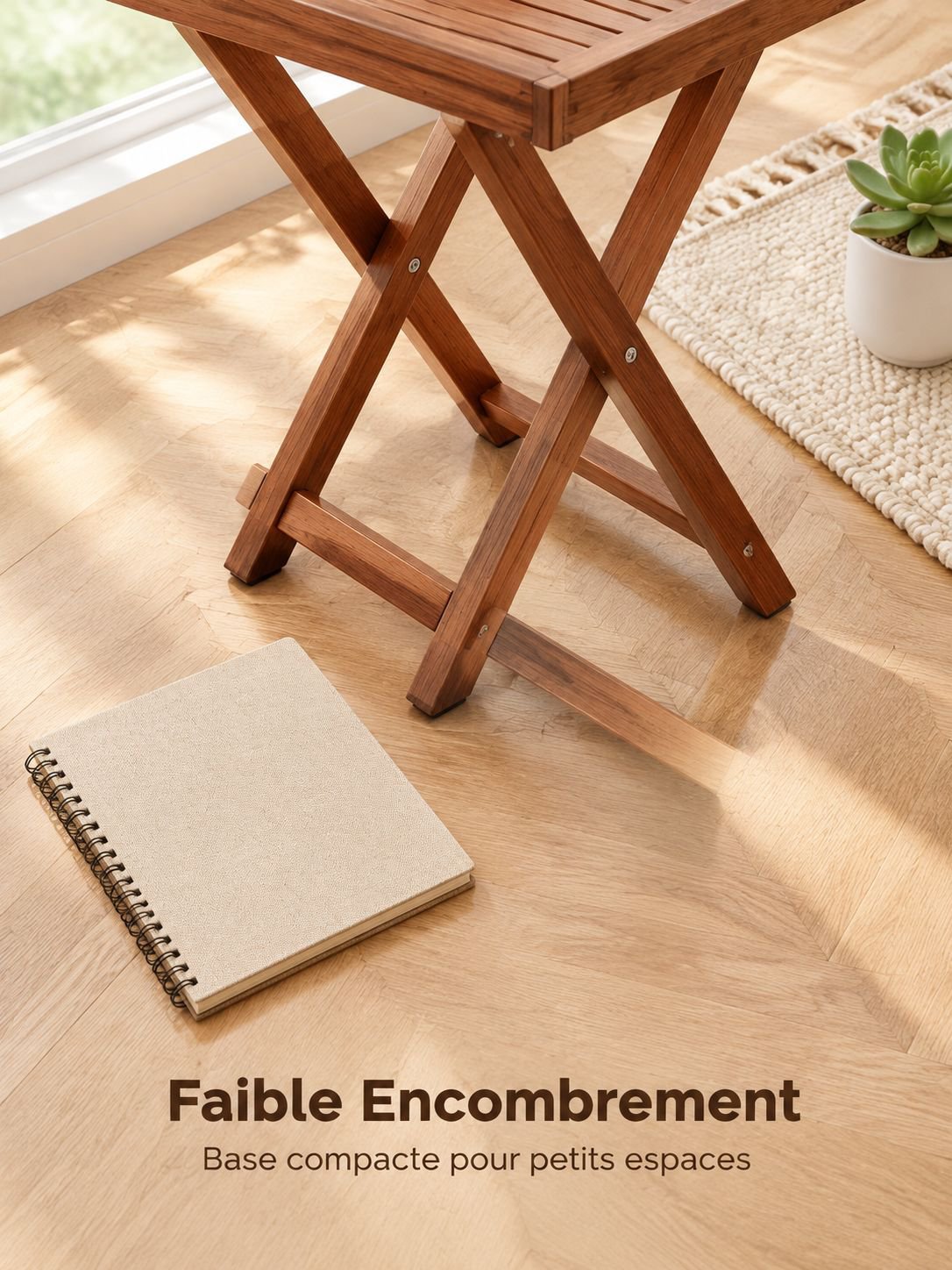 Table basse pliante pratique placée près d'un canapé