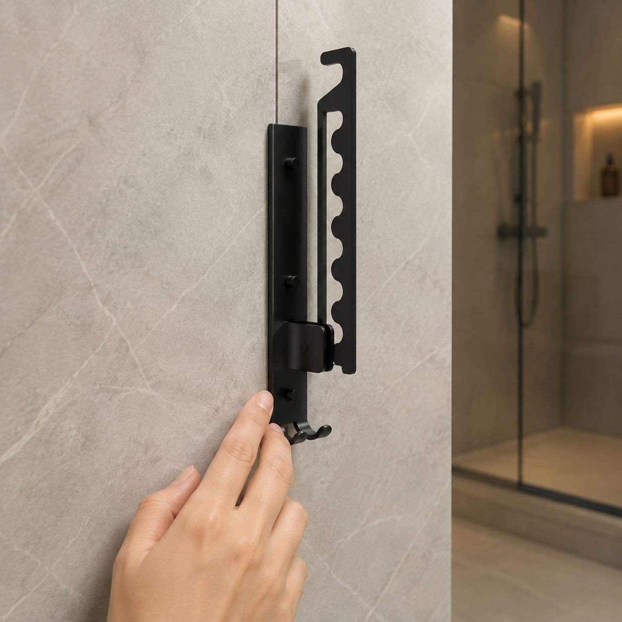 Zusammenklappbarer Kleiderständer aus Aluminium zur Wandmontage, schlagfrei, Modell B
