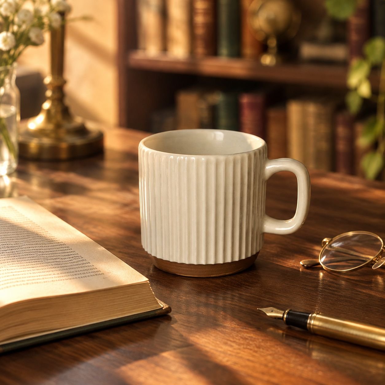 Taza apilable beige de alto diseño, taza de café latte vintage con relieve