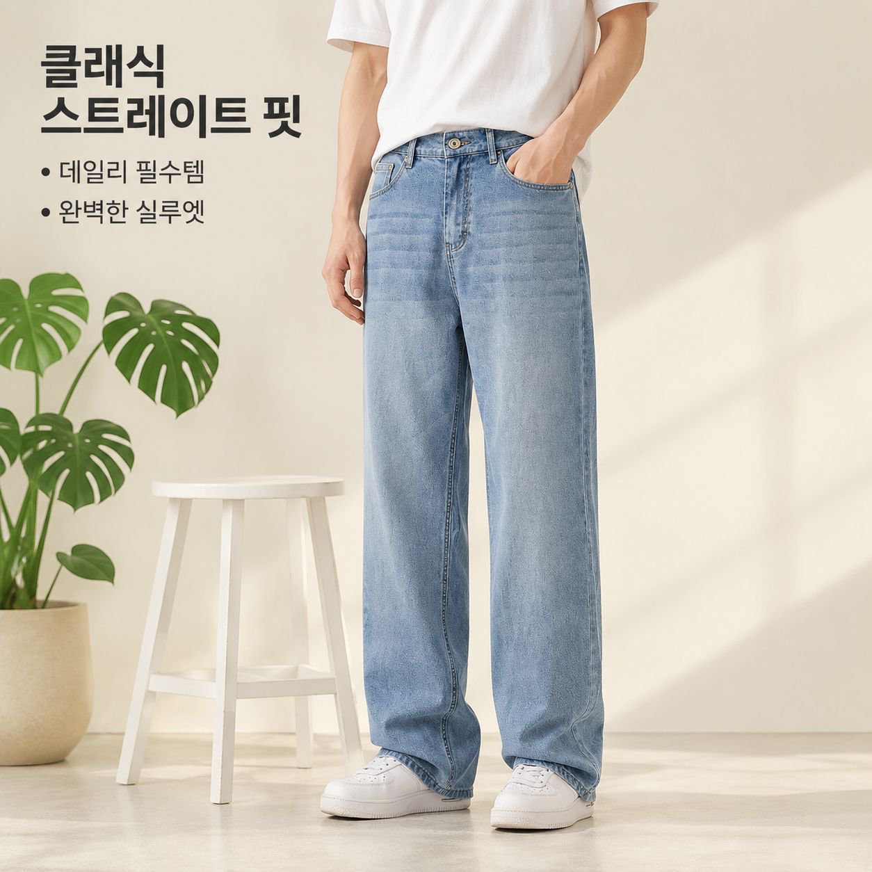 남성용 스트레이트 레그 진