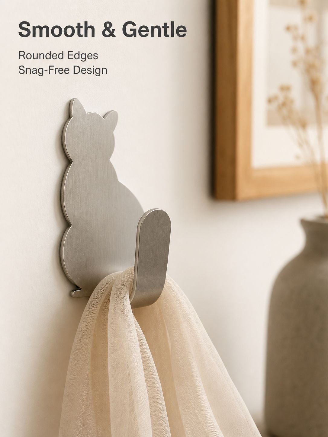 304 Stainless Steel Cat Hook Set, Strong Wall No-Trace Hooks