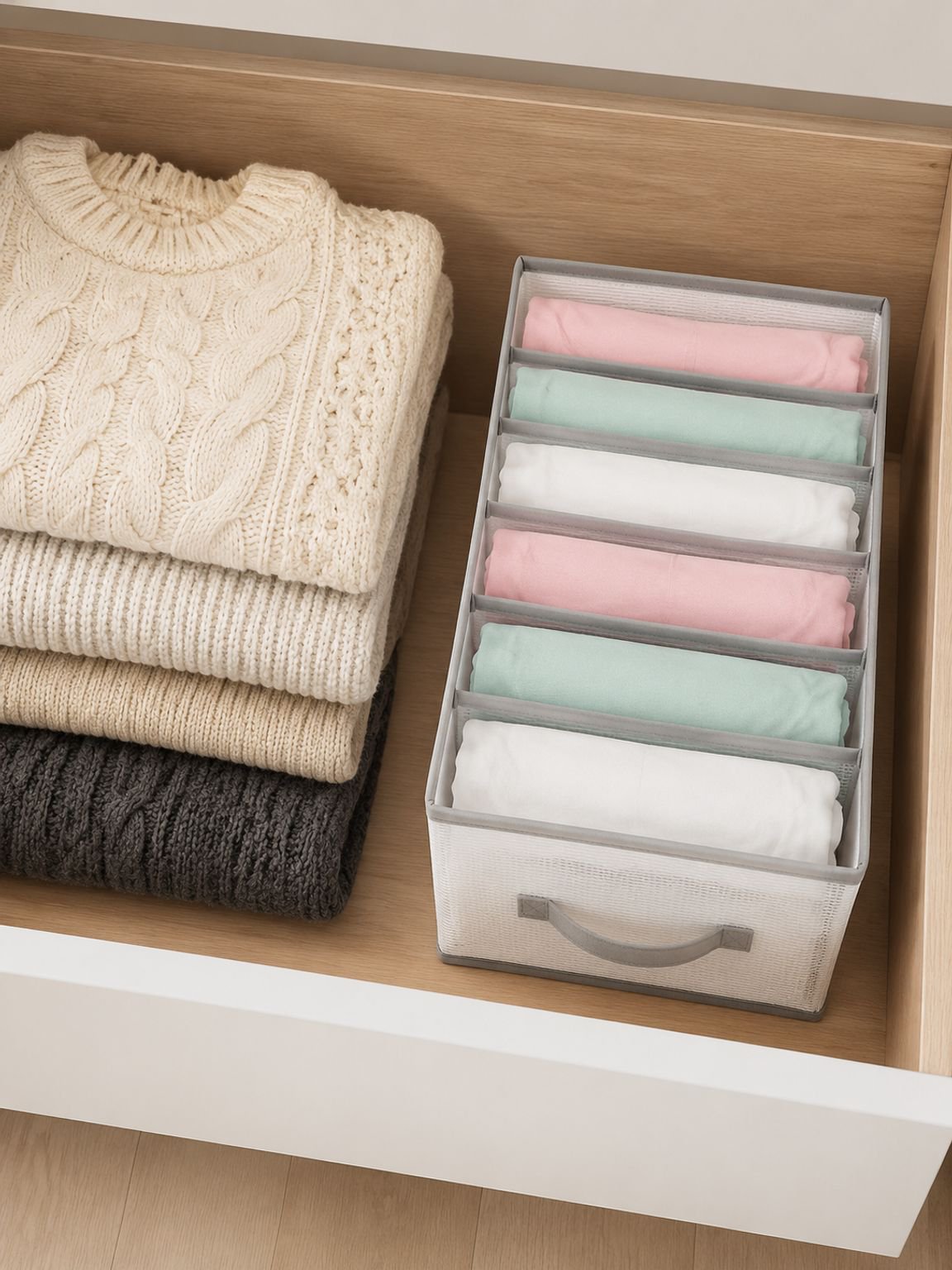 Transparent wardrobe organizer for underwear and socks