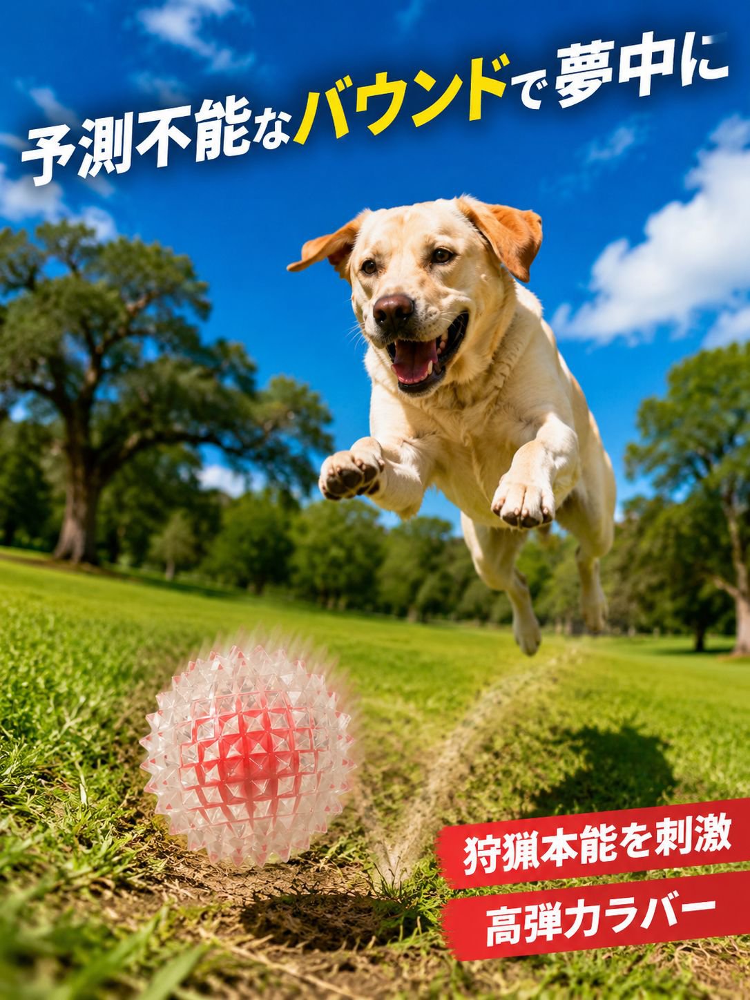 中型・大型犬用 耐久バウンドスパイクボールおもちゃ