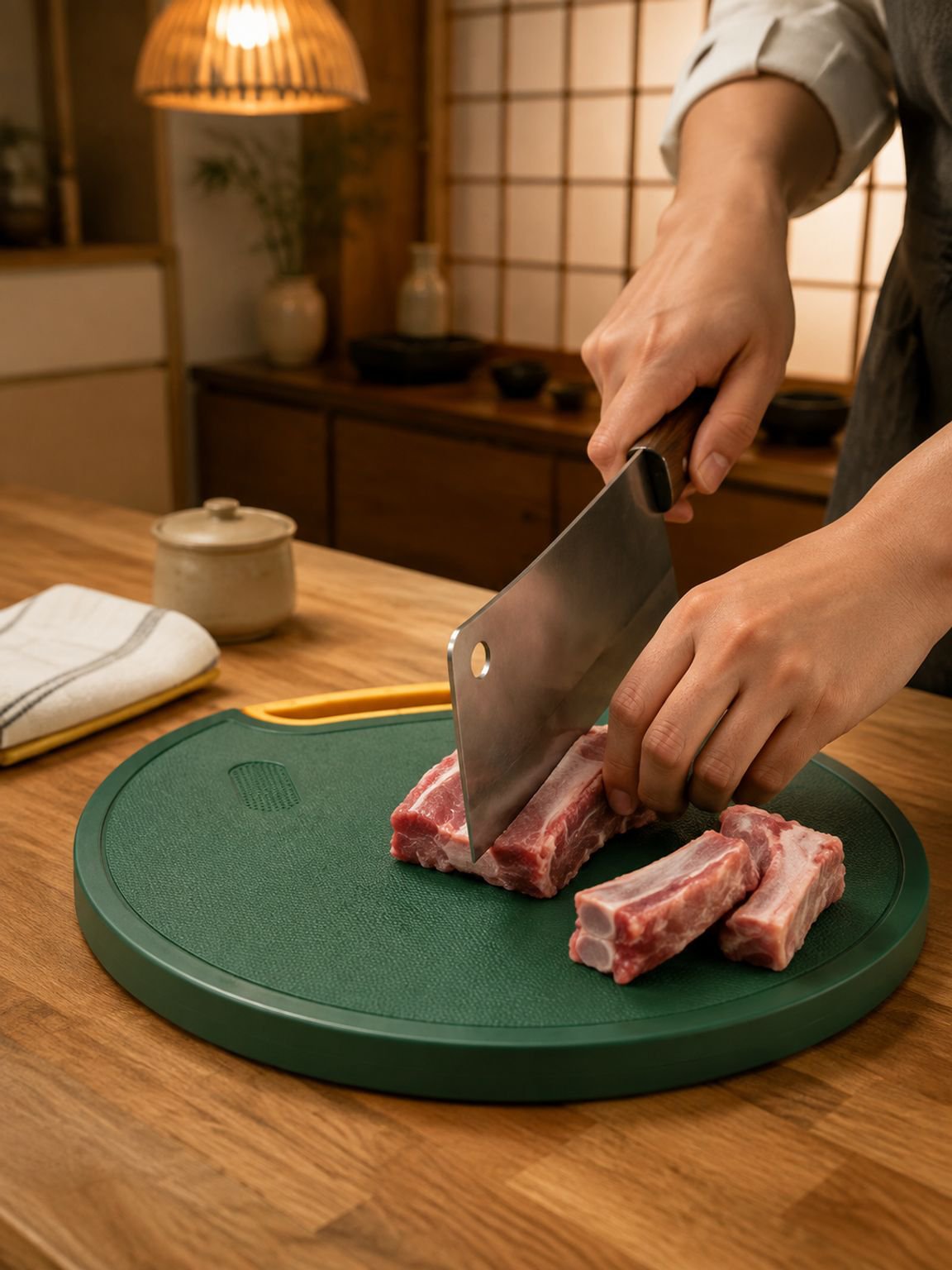 JMYまな板を使って野菜をカットする様子