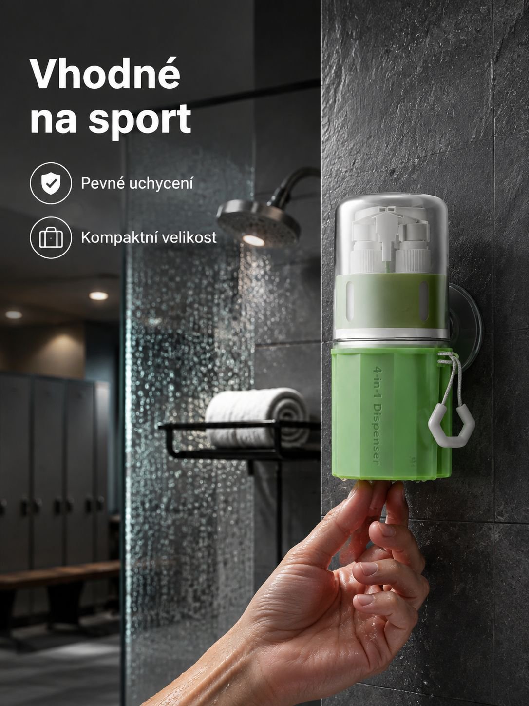 Nástěnný cestovní silikonový přísavkový 4v1 sprchový gel a produkty osobní péče