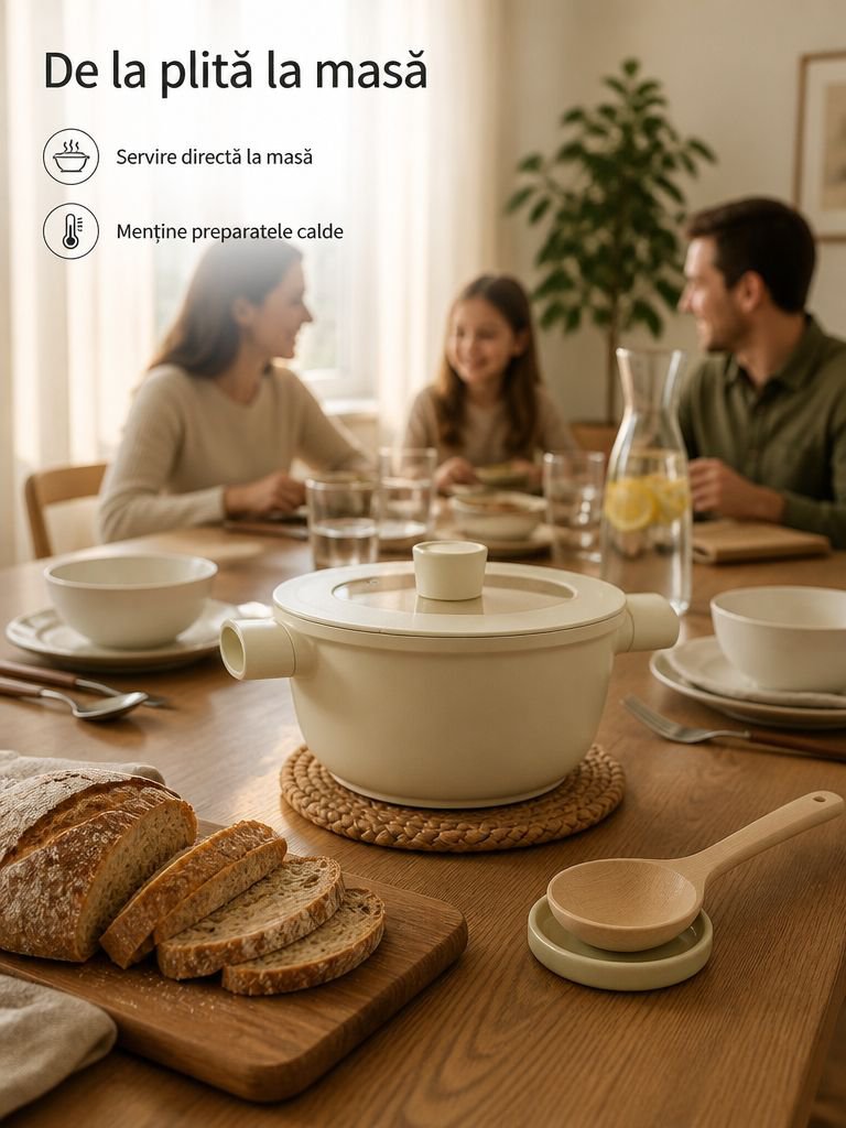 Oală pentru supă antiaderentă din piatră Maifan, pentru uz casnic