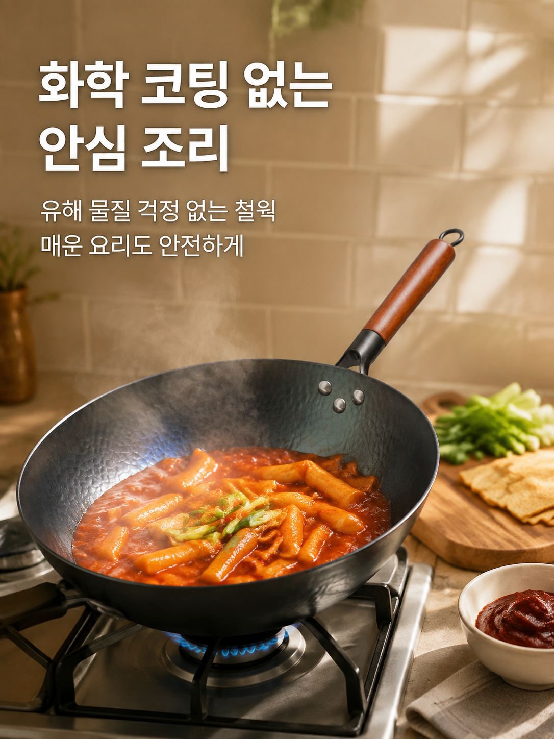 무코팅 원형 바닥 철 프라이팬