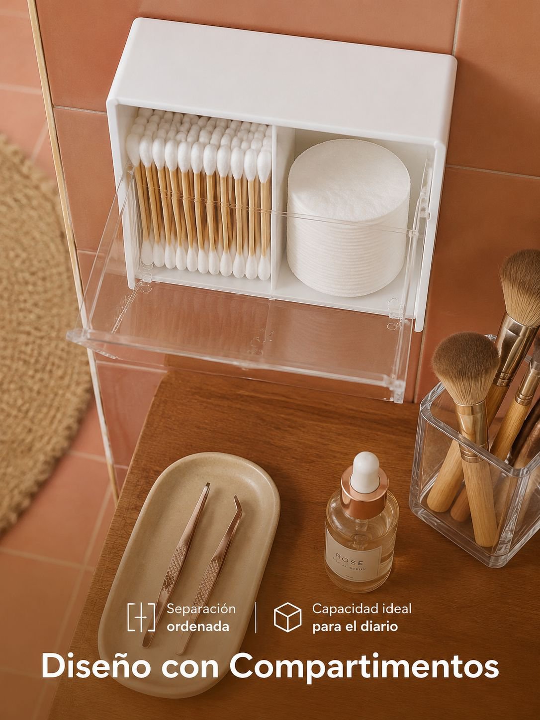 Caja organizadora de hisopos y algodones DreamHomes para pared
