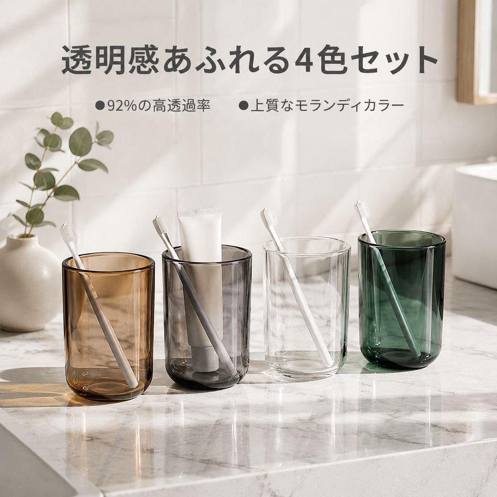 高級感のある透明家族用歯磨きコップセット