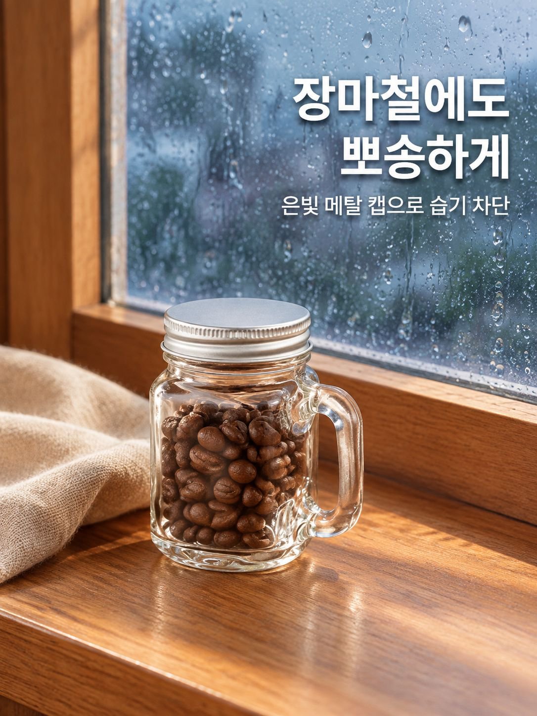 커피 원두 신선도 유지 밀폐 유리 용기