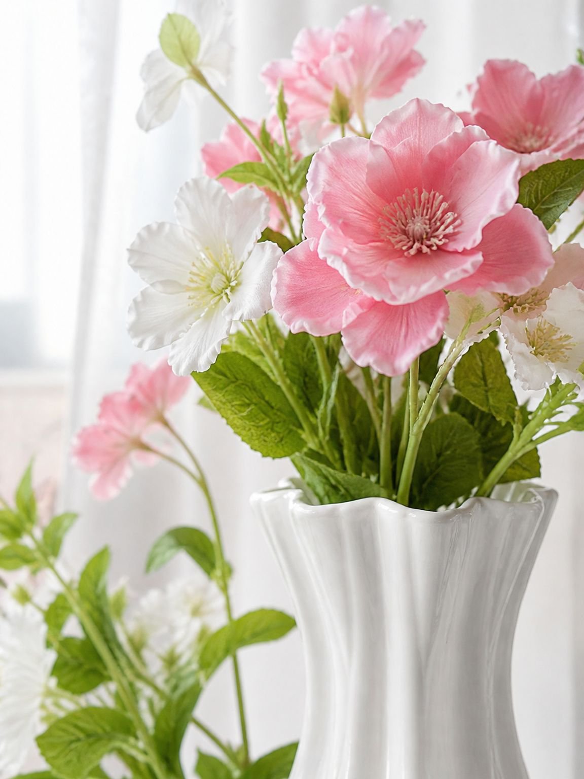 Jarrón y maceta de plástico con flores artificiales, adorno retro para el hogar