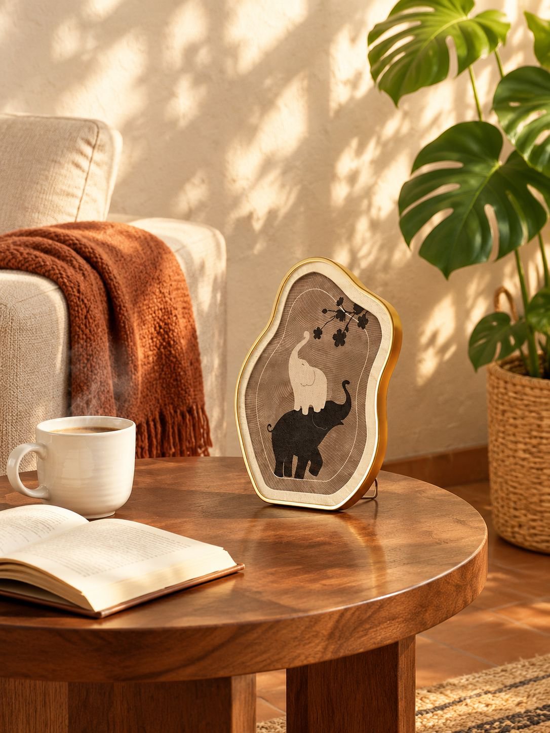 Cuadro decorativo minimalista en tonos crema