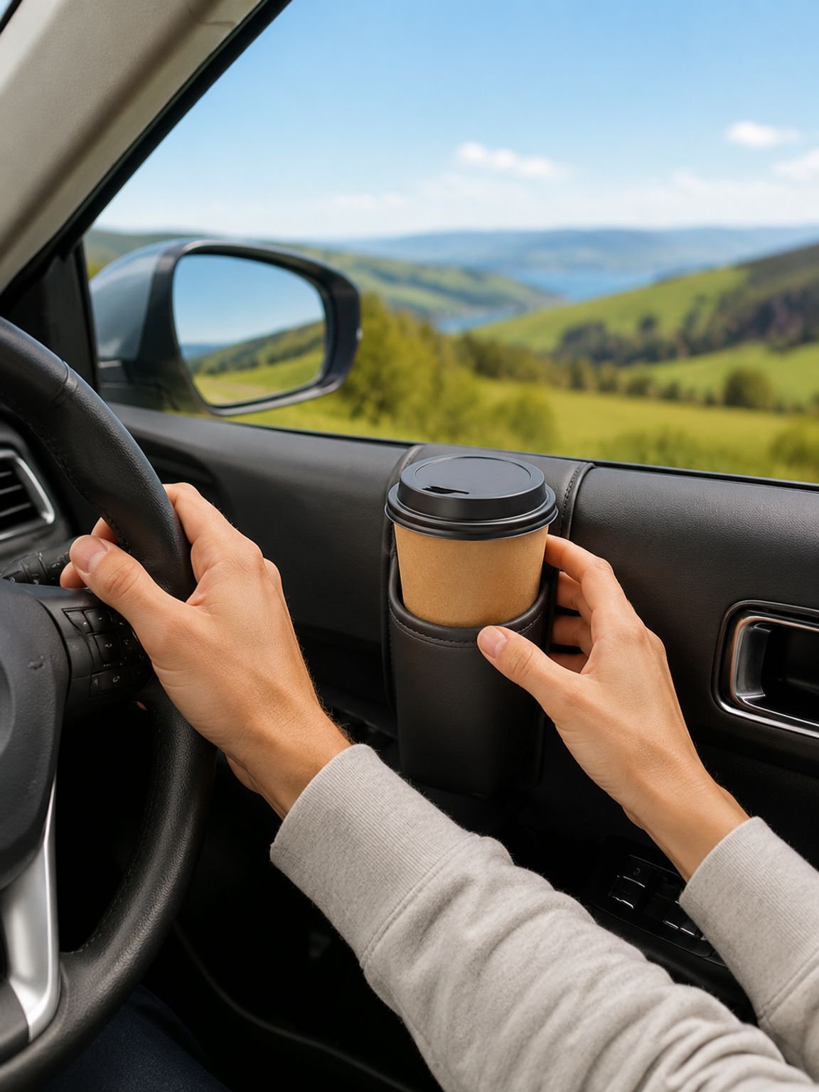 Car door cup holder, car storage bag, water cup holder, mobile phone holder, side embedded installat