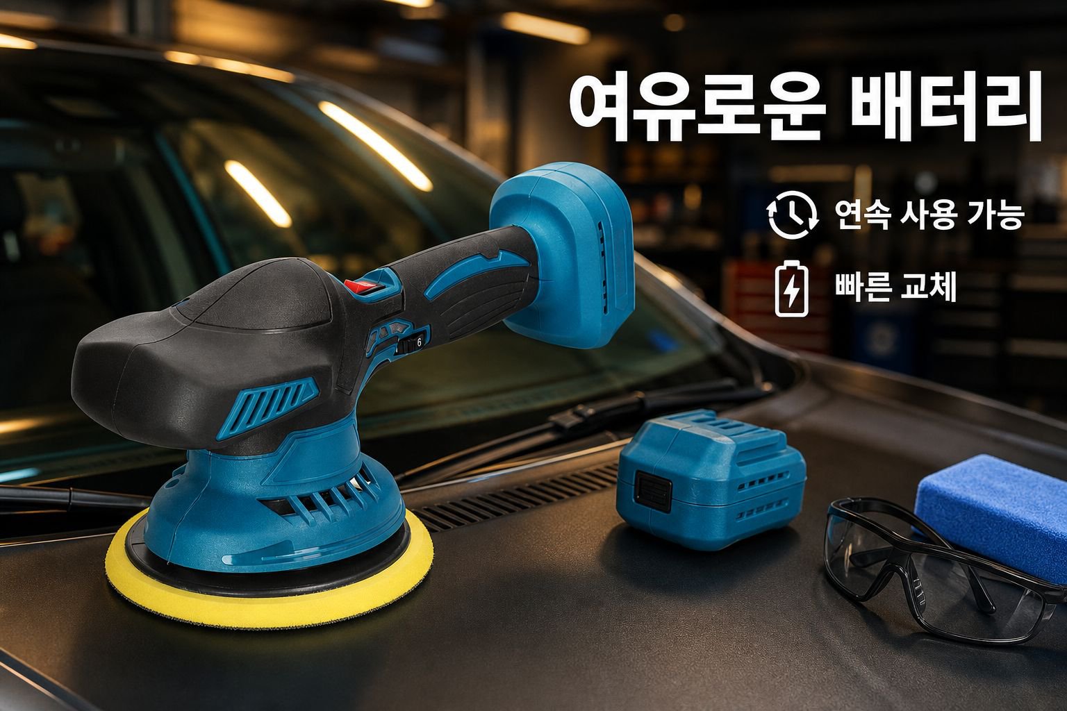 차량용 무선 충전 자동차 듀얼 폴리셔 광택기 배터리 2개 포함