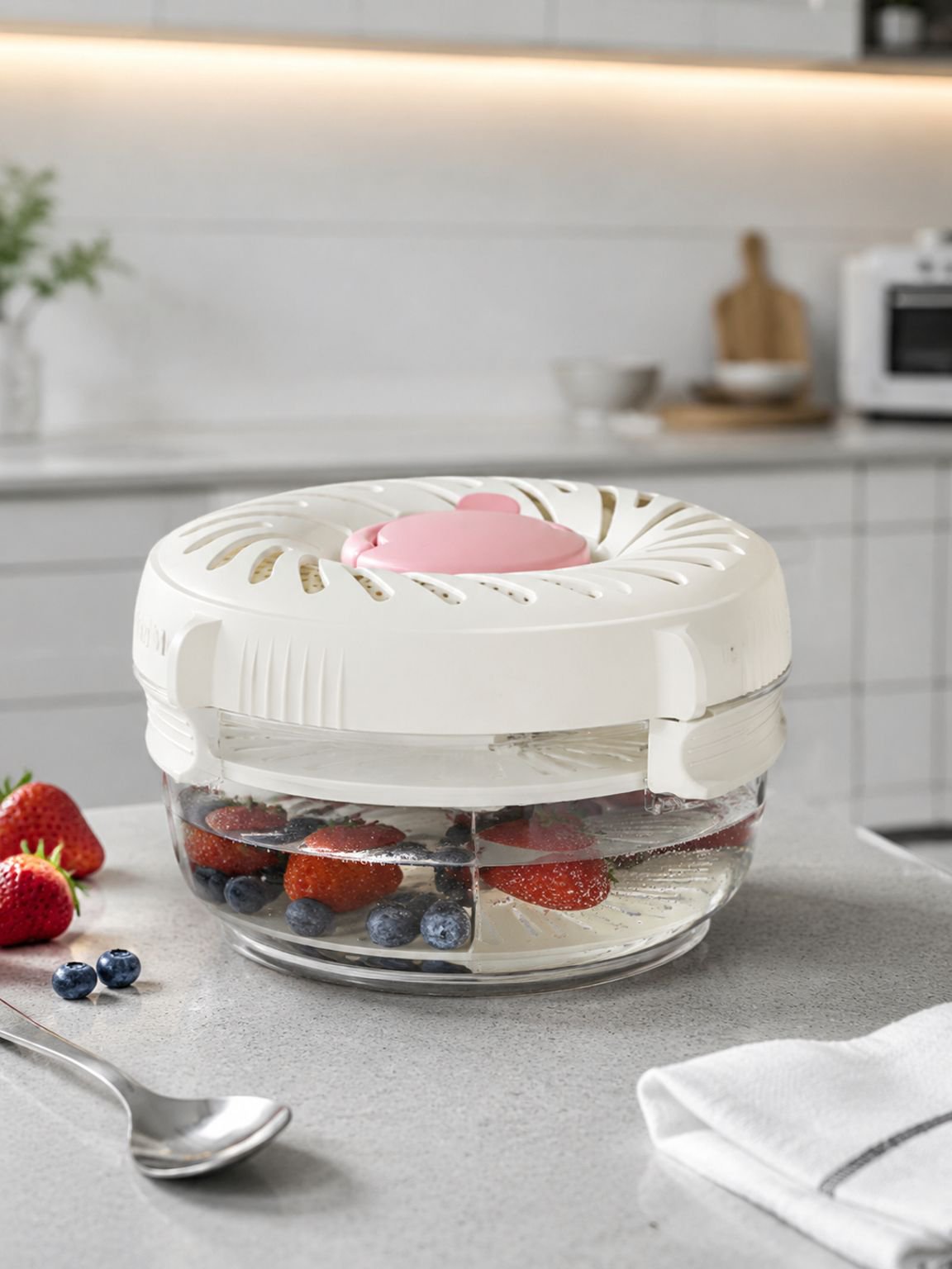 Multifunktionaler Küchen-Abtropfkorb für Obst mit Aufbewahrung