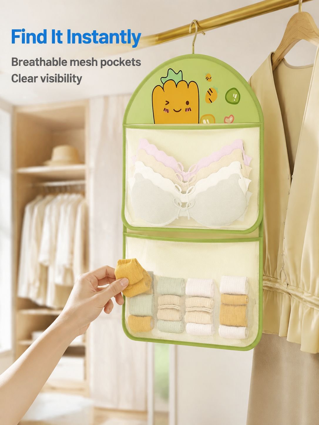 Space-saving sock and underwear storage bag