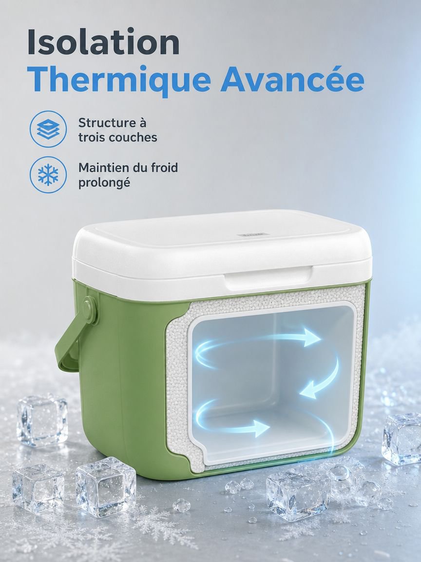 Vue intérieure de la glacière avec des boissons fraîches et des fruits