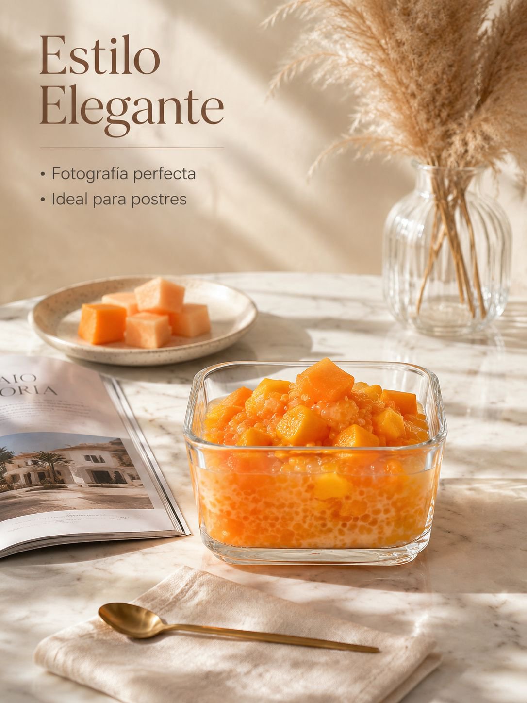 Cuencos de cristal de cuatro esquinas para postres y frutas.