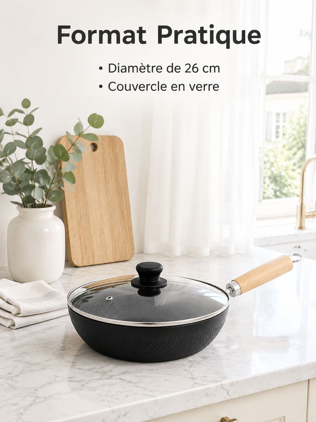 Poêle antiadhésive en fonte de titane de haute qualité