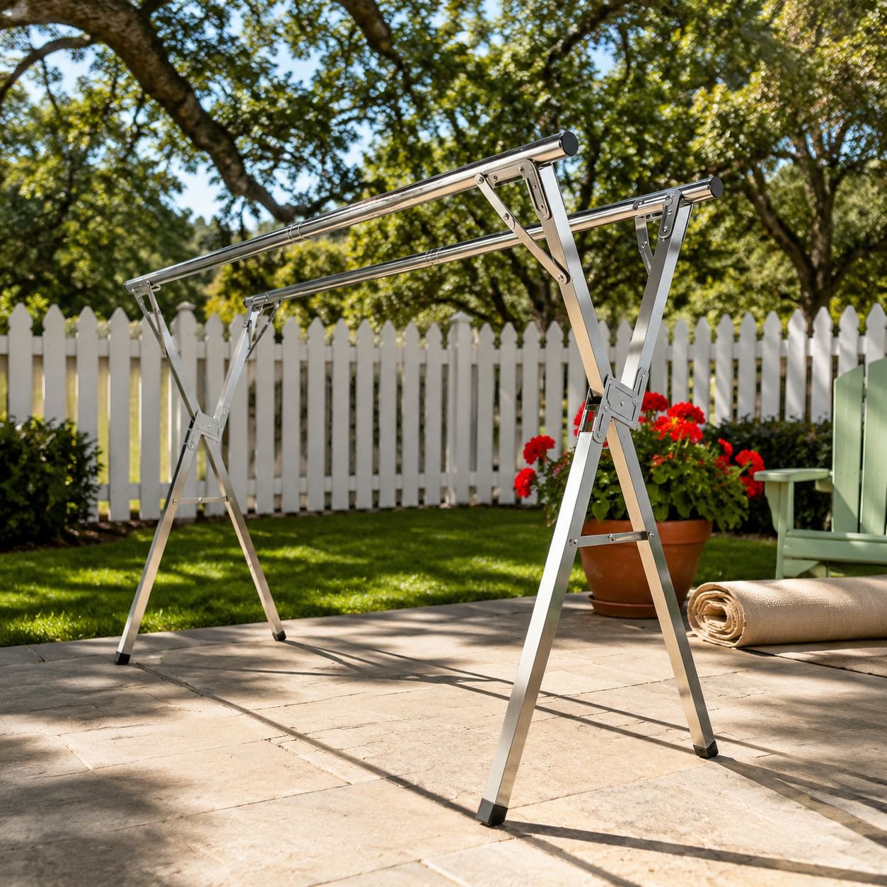 Home Standing Foldable Drying Rack, Extendable Clothes Hanger for Balcony, Heavy-Duty Design