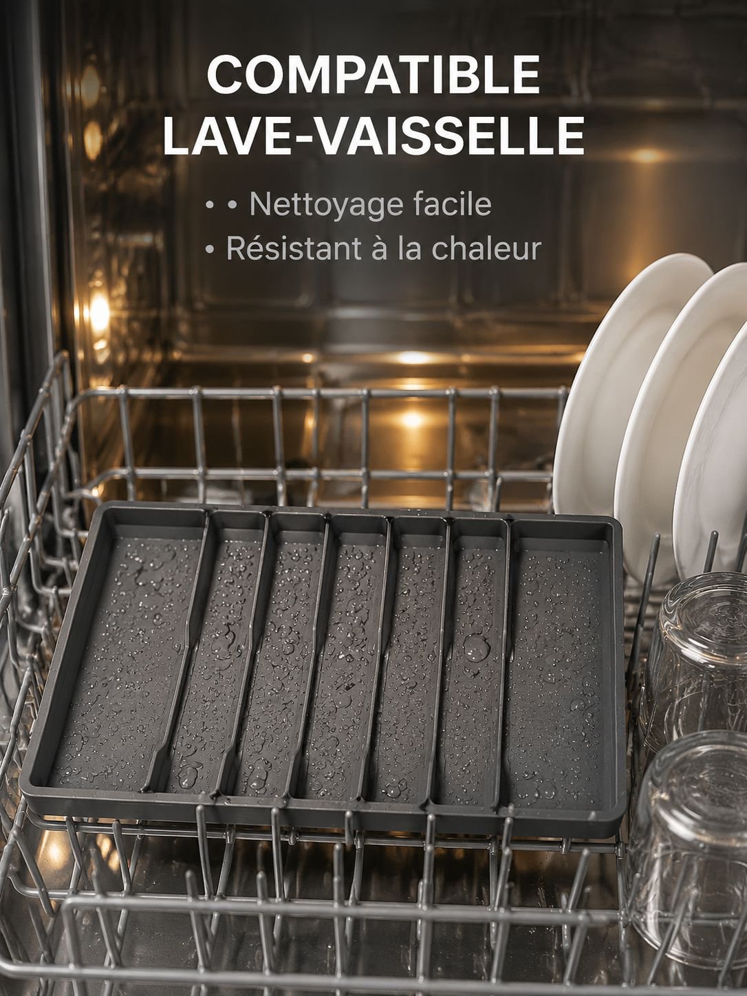 Boîte de rangement en silicone pour cuisine, séparateur de tiroir pour couverts