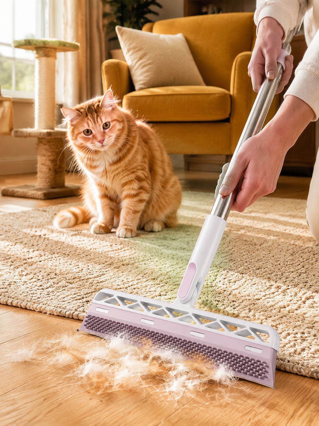 JMY Double-Sided Broom with squeegee for cleaning wet spills