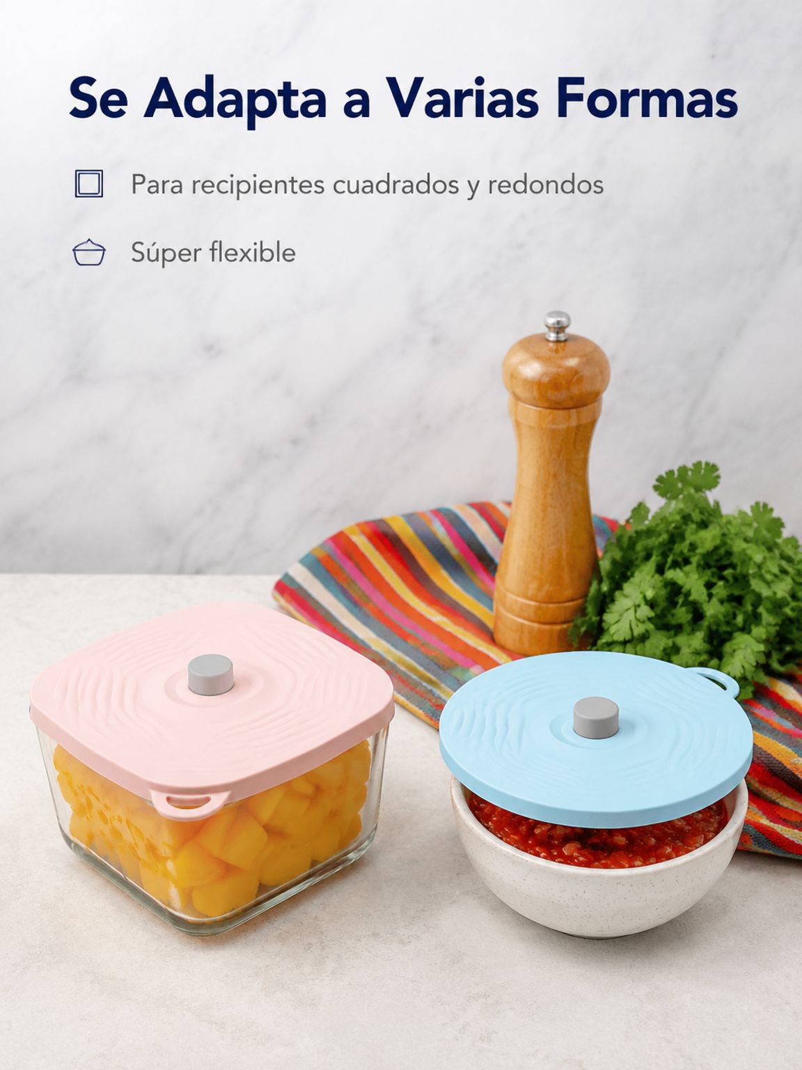 Juego de tapas de silicona para conservar alimentos