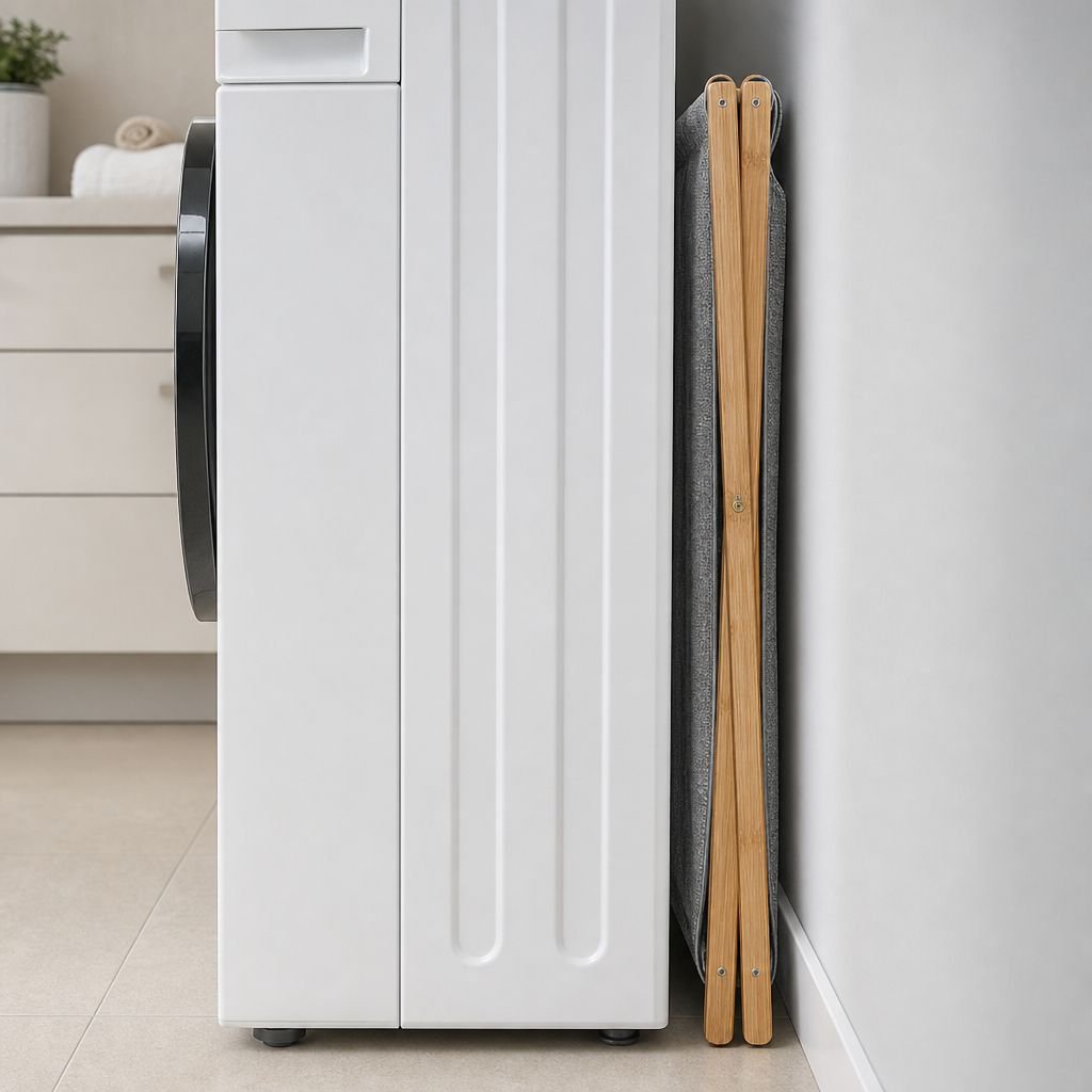 Cesta de ropa plegable de bambú y PVC ecológico para el hogar