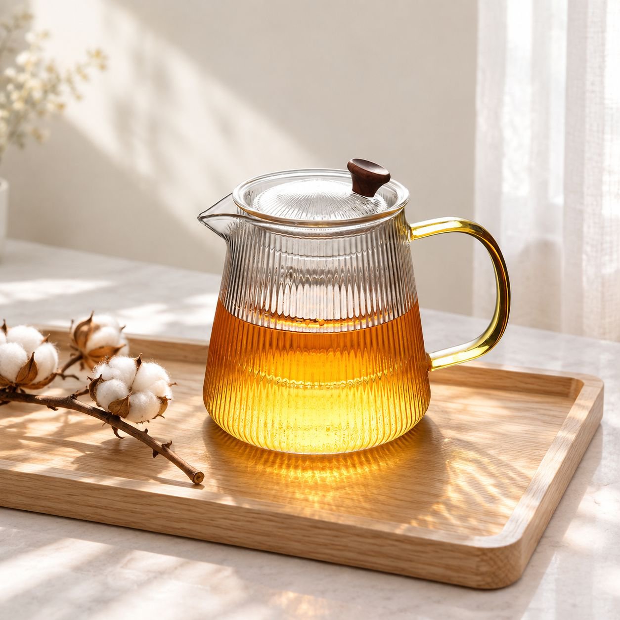 New Striped Glass Teapot