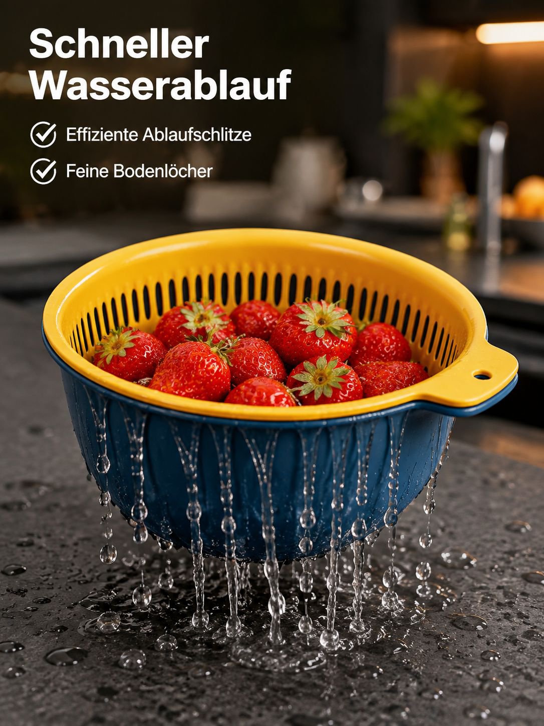 Doppeltes Abtropfkorb-Set, 6-teiliges Küchen-Set für Obst und Gemüse