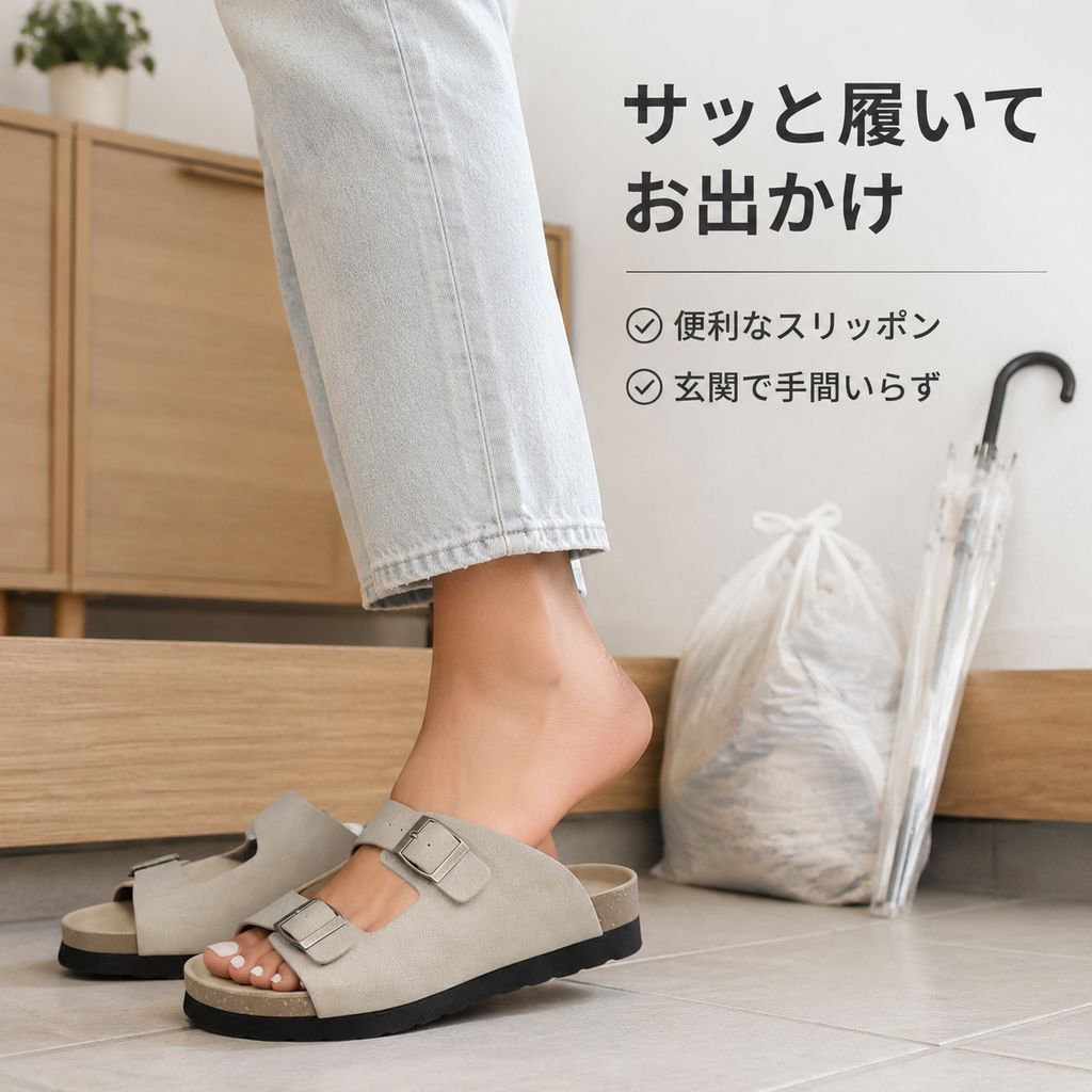 フル装備ベルトバックルレトロ女性用厚底滑り止めサンダル