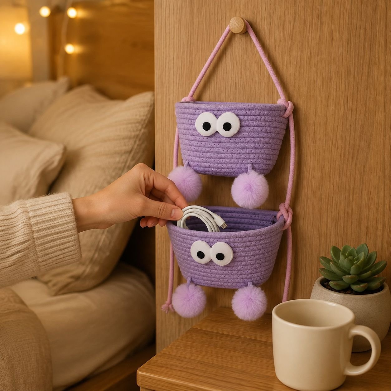 Dorm Room Wall-Mounted Storage Basket Organizer