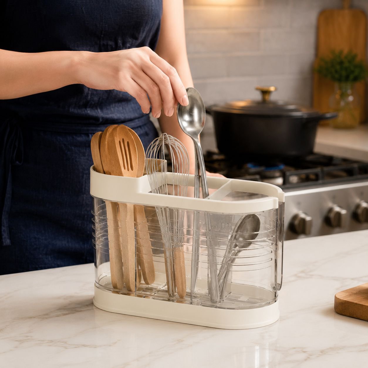 Organizador de palillos para cocina con múltiples compartimentos