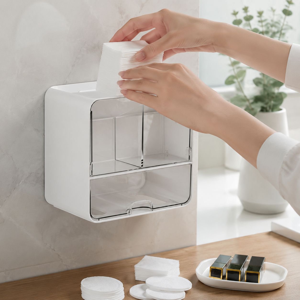 Multi-functional wall-mounted bathroom box with mirror