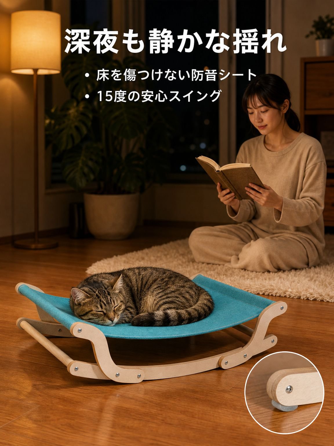 猫犬兼用天然木ロッキングチェア