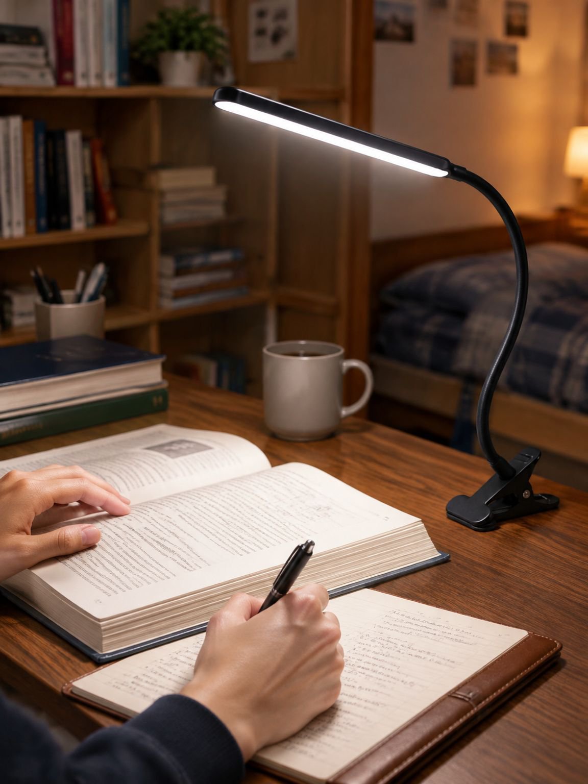Lámpara LED de escritorio JMY-USB con clip montada en pared