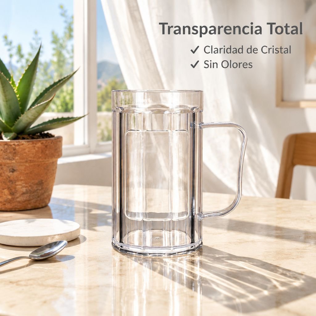 Jarra de Cerveza Acrílica Plástico PET 500ml con Asa para KTV Bar