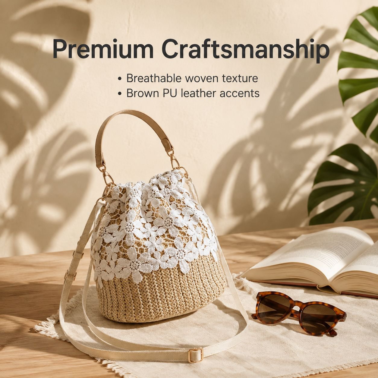 Summer Woven Tote Versatile Shoulder Crossbody Bag