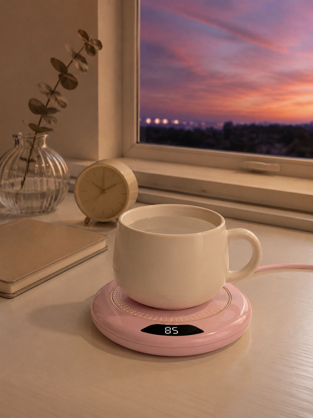 Posavasos moderno para oficina con pantalla digital