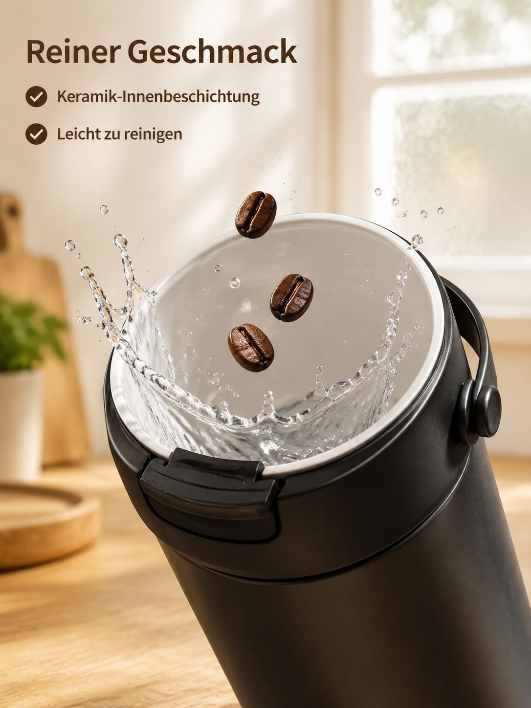 Stylische Keramik-Thermoflasche mit viel Volumen